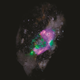 A rock as SHERLOC sees it, with each color representing a different mineral on the rock surface.